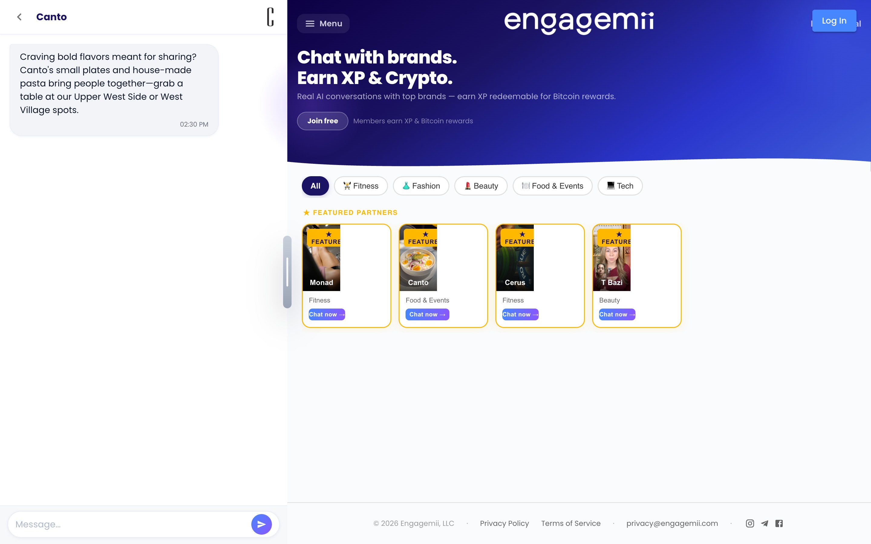 Engagemii shopper chat screen