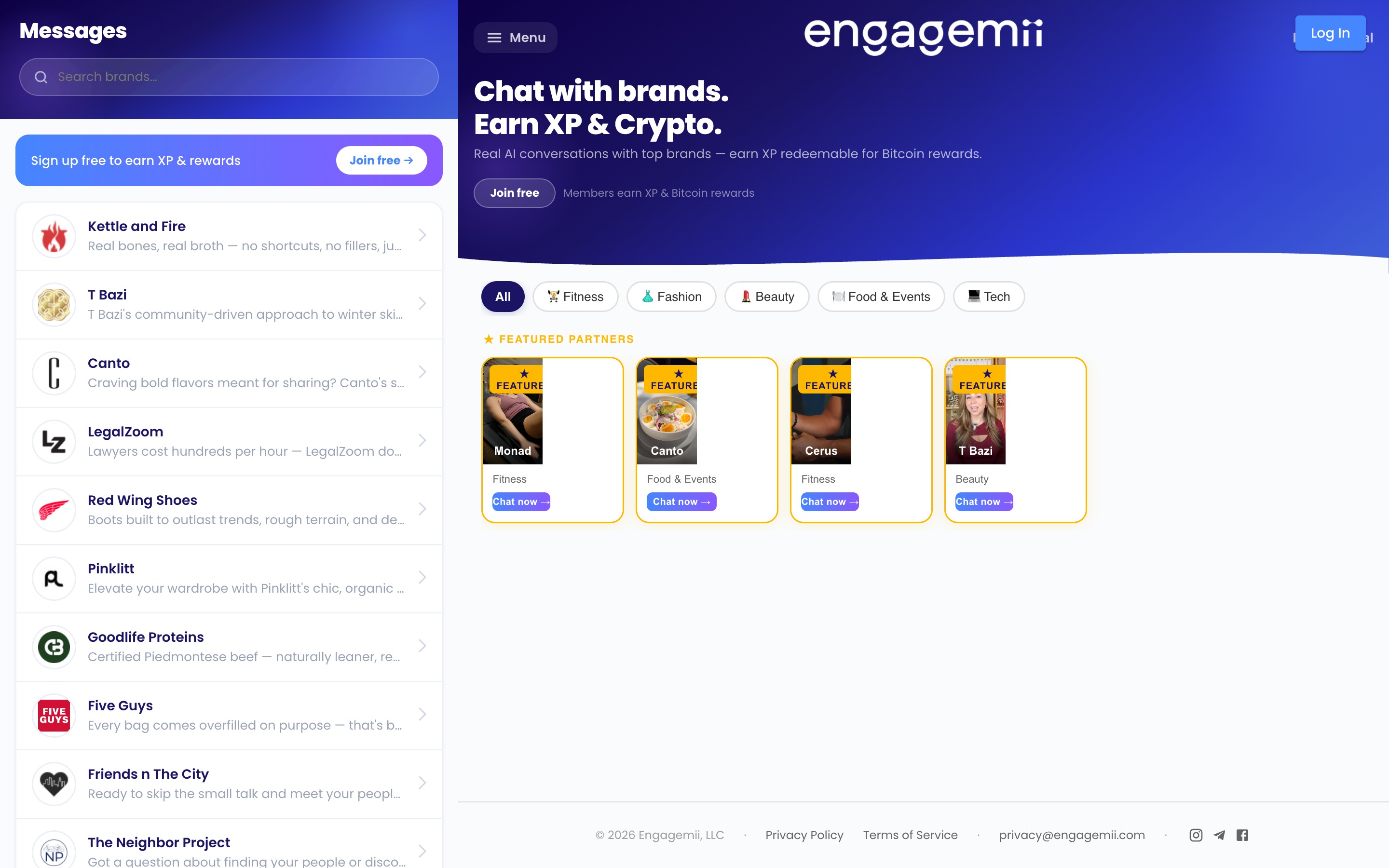 Engagemii consumer discovery screen